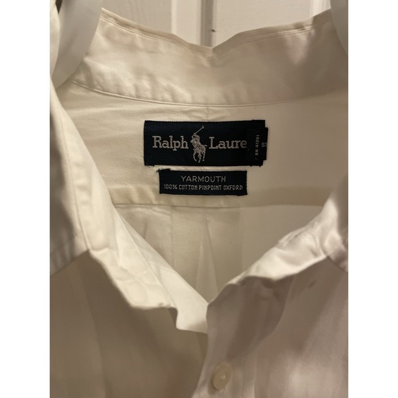 Vtg Ralph Lauren Shirt Mens 16/34 White Yarmouth Pinpoint Oxford - Picture 2 of 5
